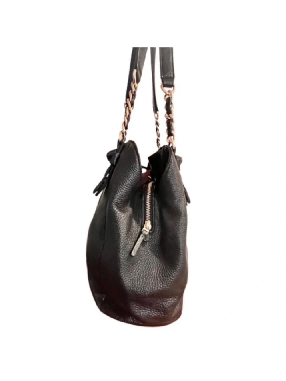 Tory Burch- Harper Tote Bag in Black Pebble Leather with Gold-Tone Hardware